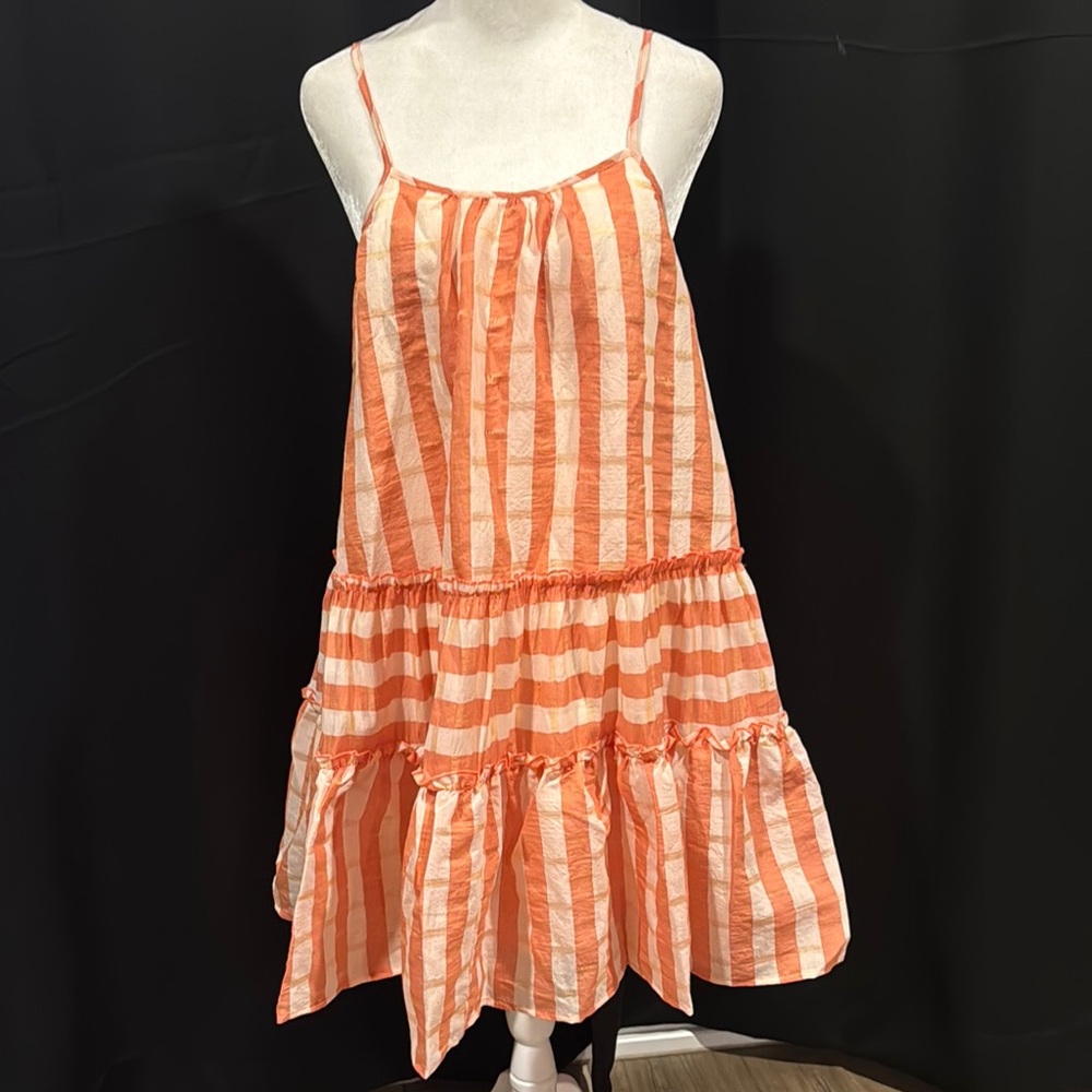 Orange Striped Midi Dress